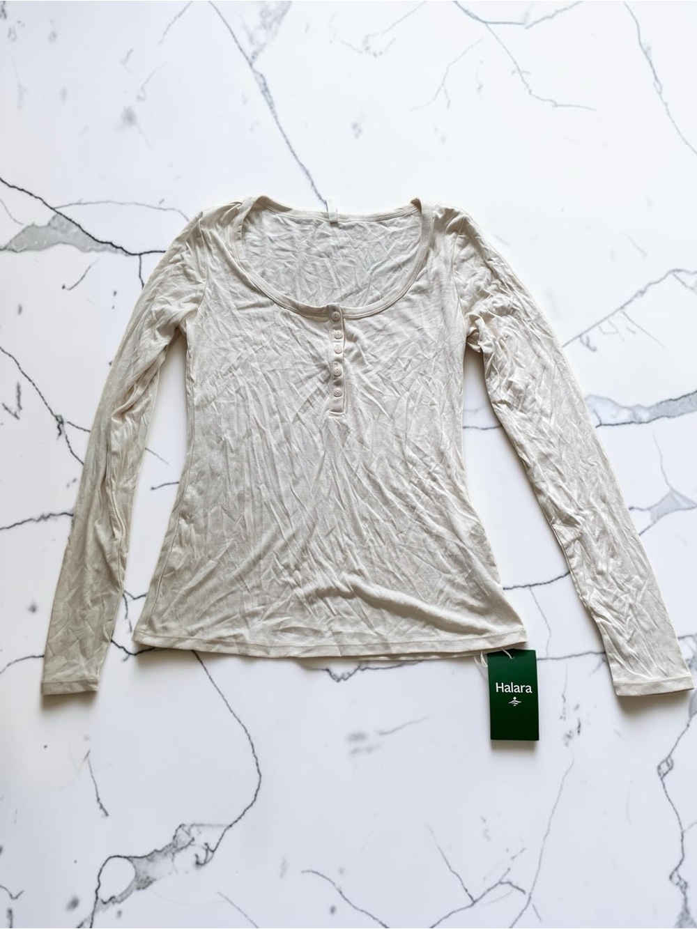 Ribbed Henley Neck Long Sleeve Slim Casual T-Shirt